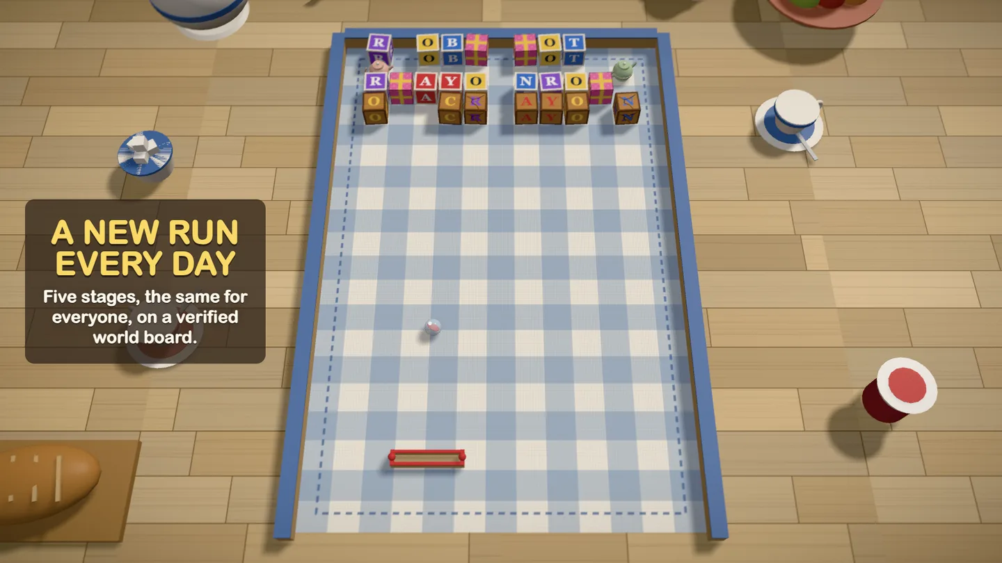 Marble Mayhem — today's daily run on the kitchen table.